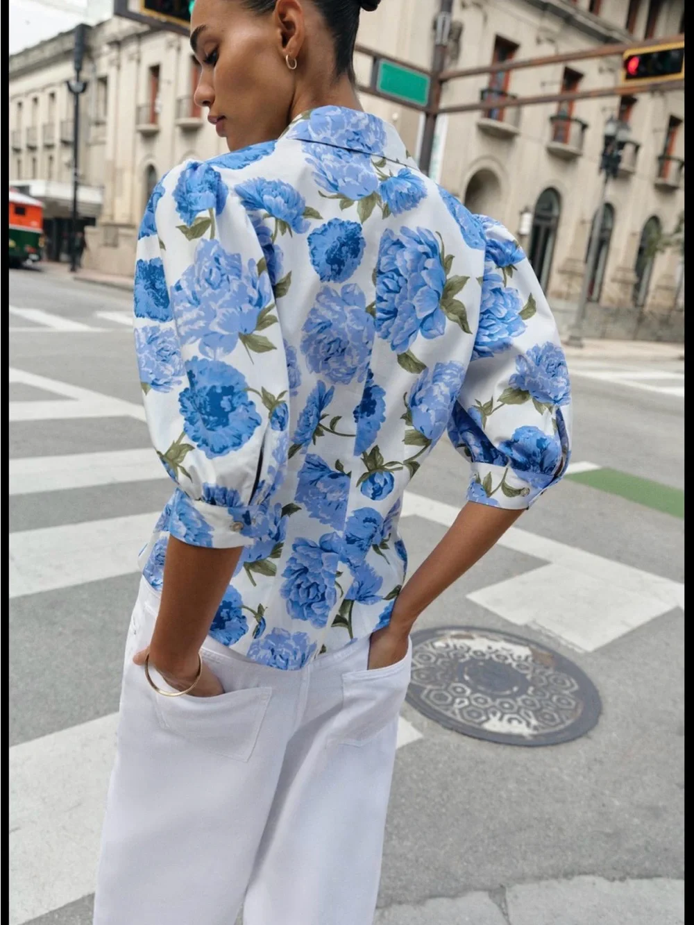 Zara Floral Print Poplin Shirt